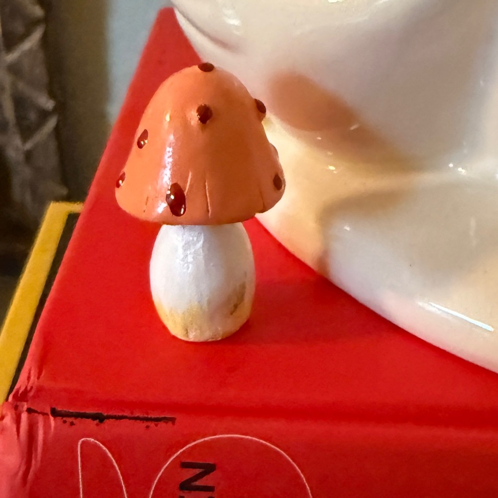 New Miniature Orange Mushroom Figurine